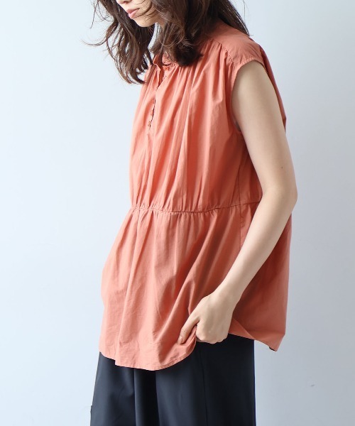 leswel(レスウェル)の「【M/L】ギャザーノースリーブブラウス(シャツ/ブラウス・レディース・オレンジ/オフホワイト/ブラック・M/L)」の18枚目の写真