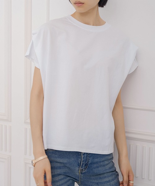 aimoha(アイモハ)の「ショルダータック半袖Tシャツ プルオーバー(Tシャツ/カットソー・レディース・ネイビー/ブラック/ホワイト・M)」の2枚目の写真