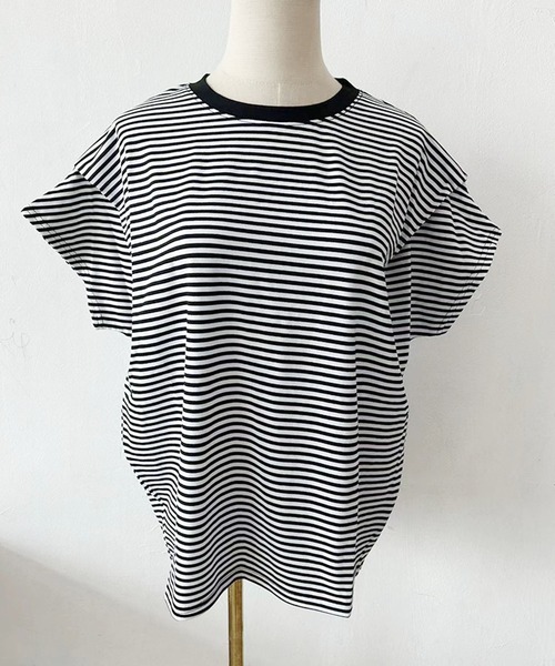 aimoha(アイモハ)の「ショルダータック半袖Tシャツ プルオーバー(Tシャツ/カットソー・レディース・ネイビー/ブラック/ホワイト・M)」の13枚目の写真
