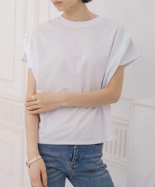 aimoha(アイモハ)の「ショルダータック半袖Tシャツ プルオーバー(Tシャツ/カットソー・レディース・ネイビー/ブラック/ホワイト・M)」の8枚目の写真