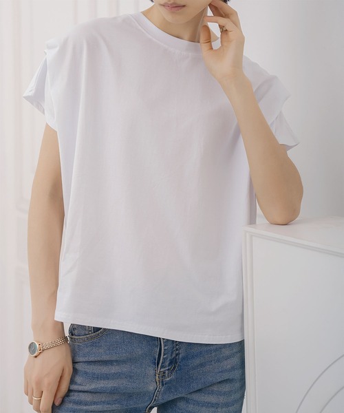 aimoha(アイモハ)の「ショルダータック半袖Tシャツ プルオーバー(Tシャツ/カットソー・レディース・ネイビー/ブラック/ホワイト・M)」の9枚目の写真