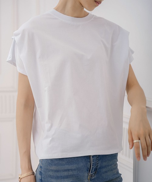 aimoha(アイモハ)の「ショルダータック半袖Tシャツ プルオーバー(Tシャツ/カットソー・レディース・ネイビー/ブラック/ホワイト・M)」の10枚目の写真