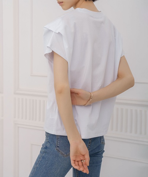aimoha(アイモハ)の「ショルダータック半袖Tシャツ プルオーバー(Tシャツ/カットソー・レディース・ネイビー/ブラック/ホワイト・M)」の11枚目の写真