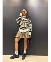 Mickey & Minnie Wave Graphic Knit/ミッキー&ミニー ウェーブグラフィックニット