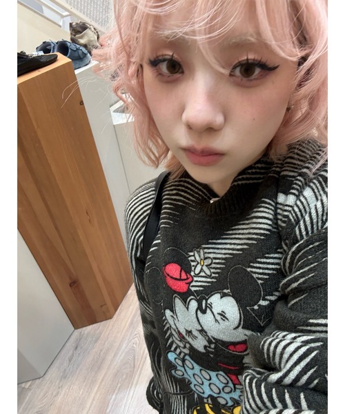 Desigual(デシグアル)の「Mickey & Minnie Wave Graphic Knit/ミッキー&ミニー ウェーブグラフィックニット(ニット/セーター・レディース・ブラック/ホワイト・XL/XS/S/M/L)」の6枚目の写真