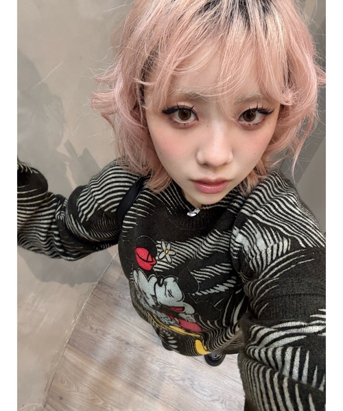 Desigual(デシグアル)の「Mickey & Minnie Wave Graphic Knit/ミッキー&ミニー ウェーブグラフィックニット(ニット/セーター・レディース・ブラック/ホワイト・XL/XS/S/M/L)」の7枚目の写真