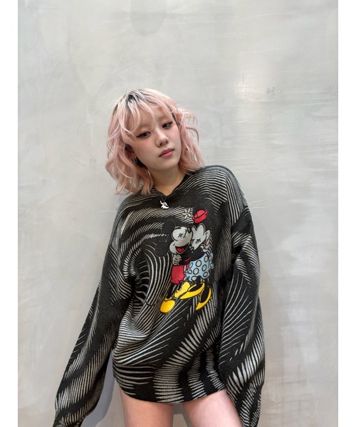 Desigual(デシグアル)の「Mickey & Minnie Wave Graphic Knit/ミッキー&ミニー ウェーブグラフィックニット(ニット/セーター・レディース・ブラック/ホワイト・XL/XS/S/M/L)」の12枚目の写真