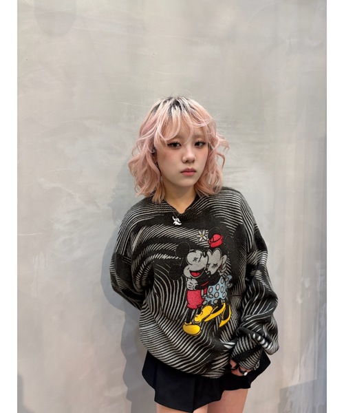 Desigual(デシグアル)の「Mickey & Minnie Wave Graphic Knit/ミッキー&ミニー ウェーブグラフィックニット(ニット/セーター・レディース・ブラック/ホワイト・XL/XS/S/M/L)」の14枚目の写真