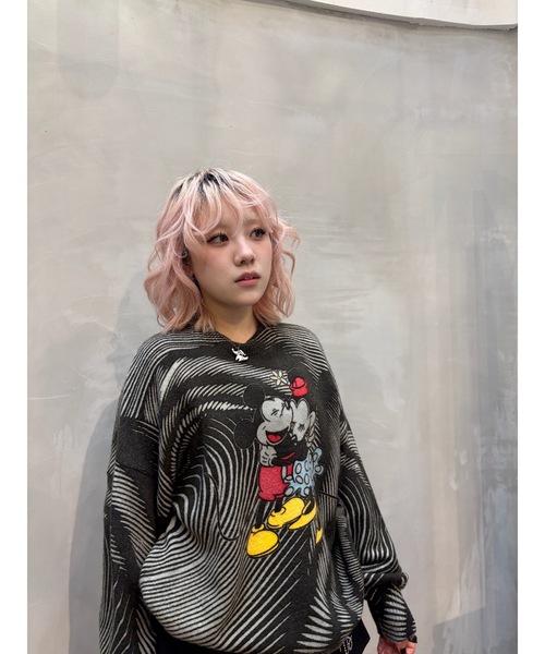 Desigual(デシグアル)の「Mickey & Minnie Wave Graphic Knit/ミッキー&ミニー ウェーブグラフィックニット(ニット/セーター・レディース・ブラック/ホワイト・XL/XS/S/M/L)」の15枚目の写真