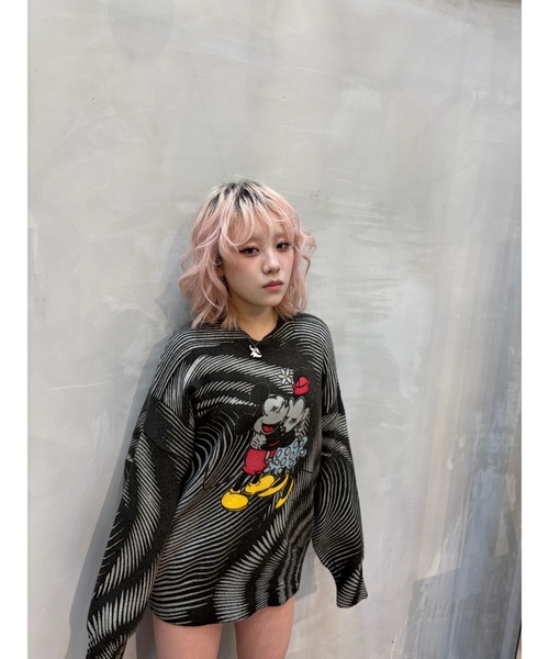 Desigual(デシグアル)の「Mickey & Minnie Wave Graphic Knit/ミッキー&ミニー ウェーブグラフィックニット(ニット/セーター・レディース・ブラック/ホワイト・XL/XS/S/M/L)」の16枚目の写真
