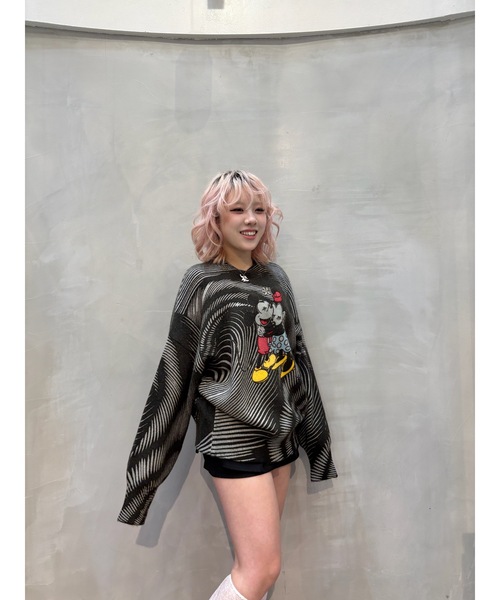 Desigual(デシグアル)の「Mickey & Minnie Wave Graphic Knit/ミッキー&ミニー ウェーブグラフィックニット(ニット/セーター・レディース・ブラック/ホワイト・XL/XS/S/M/L)」の20枚目の写真