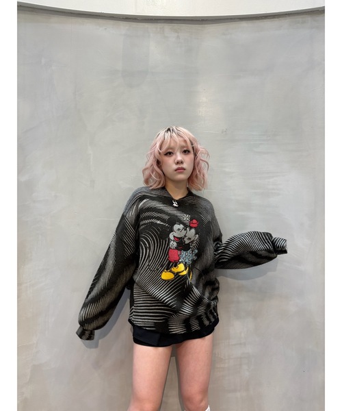 Desigual(デシグアル)の「Mickey & Minnie Wave Graphic Knit/ミッキー&ミニー ウェーブグラフィックニット(ニット/セーター・レディース・ブラック/ホワイト・XL/XS/S/M/L)」の22枚目の写真