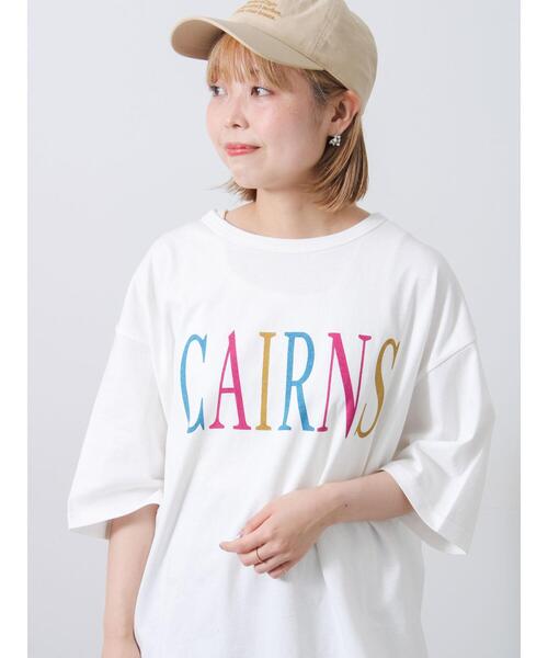 Samansa Mos2(サマンサ モスモス)の「【接触冷感】ロゴプリントビッグTシャツ(Tシャツ/カットソー・レディース・ベージュ/オフホワイト/チャコールグレー・F)」の2枚目の写真