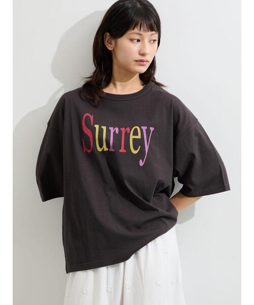 Samansa Mos2(サマンサ モスモス)の「【接触冷感】ロゴプリントビッグTシャツ(Tシャツ/カットソー・レディース・ベージュ/オフホワイト/チャコールグレー・F)」の1枚目の写真
