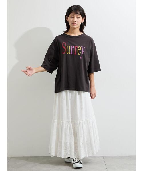 Samansa Mos2(サマンサ モスモス)の「【接触冷感】ロゴプリントビッグTシャツ(Tシャツ/カットソー・レディース・ベージュ/オフホワイト/チャコールグレー・F)」の4枚目の写真