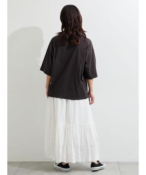 Samansa Mos2(サマンサ モスモス)の「【接触冷感】ロゴプリントビッグTシャツ(Tシャツ/カットソー・レディース・ベージュ/オフホワイト/チャコールグレー・F)」の6枚目の写真