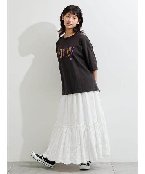 Samansa Mos2(サマンサ モスモス)の「【接触冷感】ロゴプリントビッグTシャツ(Tシャツ/カットソー・レディース・ベージュ/オフホワイト/チャコールグレー・F)」の7枚目の写真