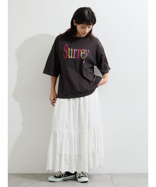 Samansa Mos2(サマンサ モスモス)の「【接触冷感】ロゴプリントビッグTシャツ(Tシャツ/カットソー・レディース・ベージュ/オフホワイト/チャコールグレー・F)」の8枚目の写真