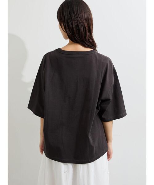 Samansa Mos2(サマンサ モスモス)の「【接触冷感】ロゴプリントビッグTシャツ(Tシャツ/カットソー・レディース・ベージュ/オフホワイト/チャコールグレー・F)」の13枚目の写真