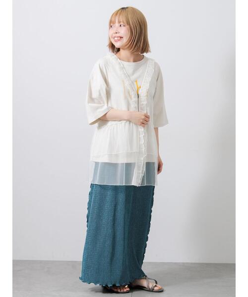 Samansa Mos2(サマンサ モスモス)の「【接触冷感】ロゴプリントビッグTシャツ(Tシャツ/カットソー・レディース・ベージュ/オフホワイト/チャコールグレー・F)」の21枚目の写真