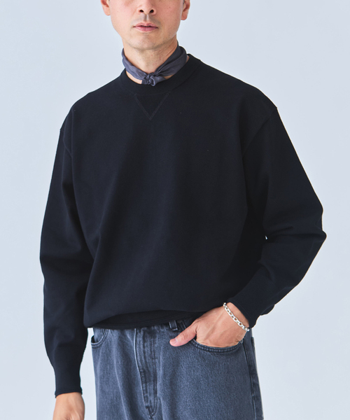 EDIFICE(エディフィス)の「《EDIFICE by PIPPIOLINO》コットン プレーディング クルーネック(WEB限定)(スウェット・メンズ・ブラック/パープル/グレー/サックスブルー・MEDIUM/LARGE)」の1枚目の写真