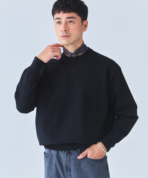 EDIFICE(エディフィス)の「《EDIFICE by PIPPIOLINO》コットン プレーディング クルーネック(WEB限定)(スウェット・メンズ・ブラック/パープル/グレー/サックスブルー・MEDIUM/LARGE)」の8枚目の写真