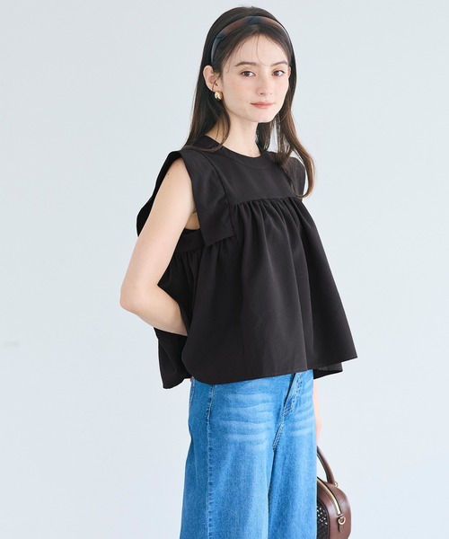 coca(coca)(コカ)の「\速乾/ とろみサッカースタンドカラーブラウス(シャツ/ブラウス・レディース・ブルー/ブラック・L/M)」の12枚目の写真