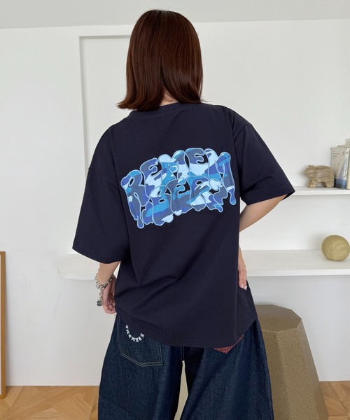 Remember.（リメンバー）の「迷彩グラフィックルーズTシャツ / Camouflage Graphic Loose Tshirt（Tシャツ/カットソー・メンズ・ブラック/ネイビー/ホワイト・MEDIUM/LARGE）」の14枚目の写真