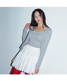ロウェルアイレットニットカーディガン(メランジグレー)