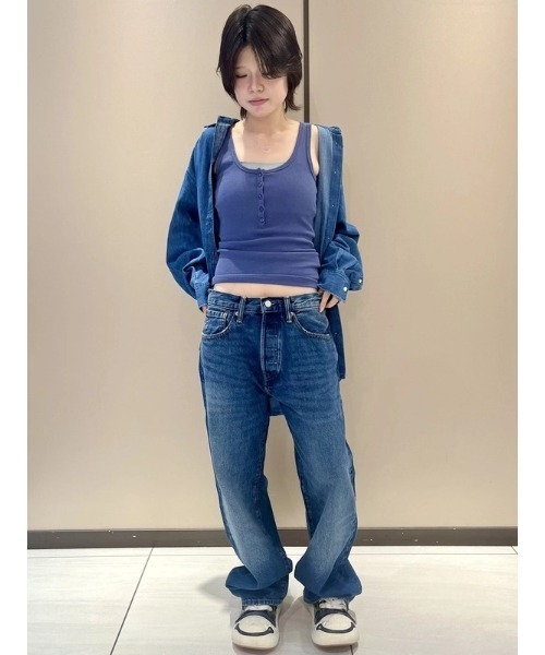 GAP(ギャップ)の「モダンリブ スクープ ヘンリーネック タンクトップ(タンクトップ・レディース・ブラック/ブルー/ホワイト・XS/S/M/L/XL/XXS)」の9枚目の写真