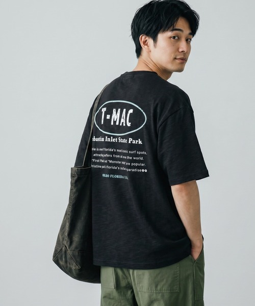 T-MAC OUTING(ティーマック アウティング)の「【T-MAC】スラブ天竺 オーバルロゴプリント 半袖Tシャツ(Tシャツ/カットソー・メンズ・ブラック/ブルー・L/M/LL)」の2枚目の写真