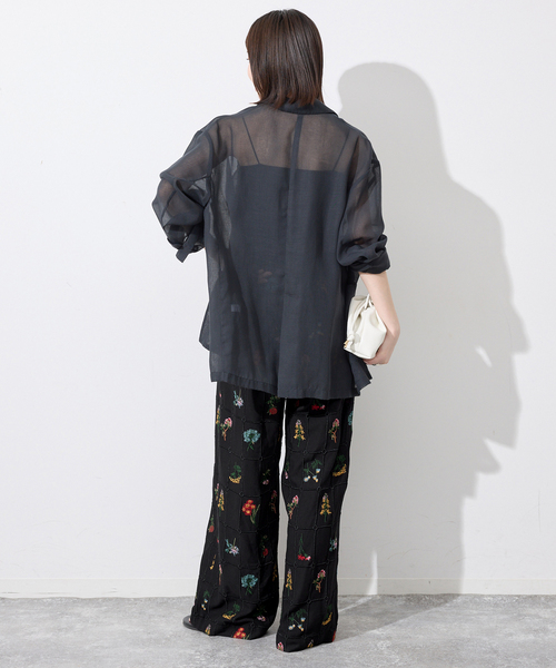 SLOBE IENA(スローブイエナ)の「《WEB限定/追加》embroideryメッシュパンツ(その他パンツ・レディース・ブラック・FREE)」の4枚目の写真