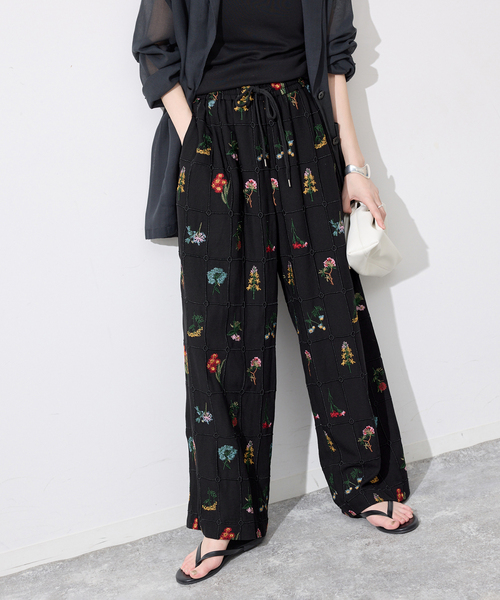 SLOBE IENA(スローブイエナ)の「《WEB限定/追加》embroideryメッシュパンツ(その他パンツ・レディース・ブラック・FREE)」の8枚目の写真