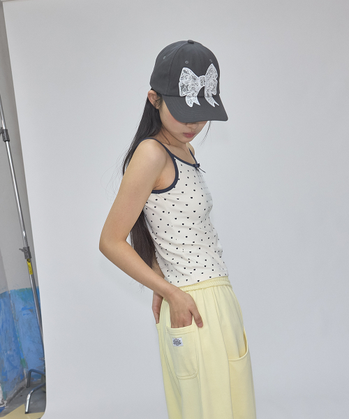 RONRON(ロンロン)の「LACE RIBBON APPLIQUE BALL CAP CHARCOAL(キャップ・レディース・その他・FREE)」の2枚目の写真