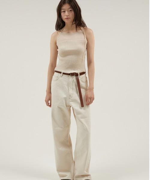 LA PEAU DE GEM(ラポドゥジェム)の「【LA PEAU DE GEM】sheer combi halter neck tops/シアーコンビホルターネックトップス(キャミソール・レディース・ブラック/アイボリー/ブルー・FREE)」の8枚目の写真