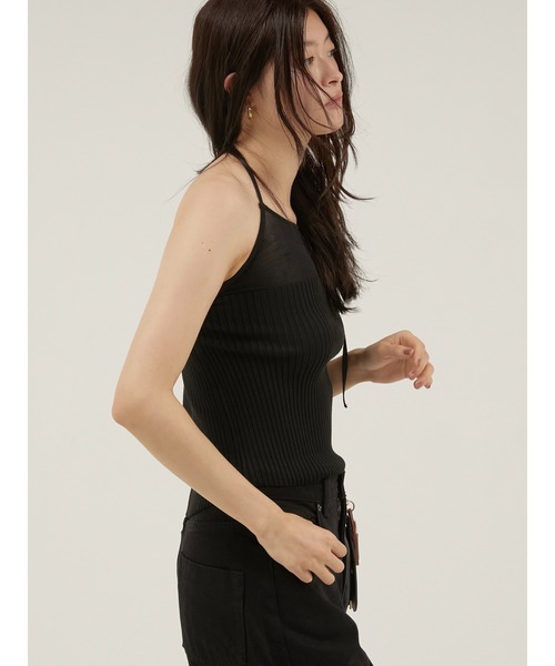 LA PEAU DE GEM(ラポドゥジェム)の「【LA PEAU DE GEM】sheer combi halter neck tops/シアーコンビホルターネックトップス(キャミソール・レディース・ブラック/アイボリー/ブルー・FREE)」の18枚目の写真