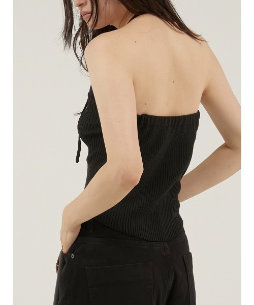 LA PEAU DE GEM(ラポドゥジェム)の「【LA PEAU DE GEM】sheer combi halter neck tops/シアーコンビホルターネックトップス(キャミソール・レディース・ブラック/アイボリー/ブルー・FREE)」の19枚目の写真