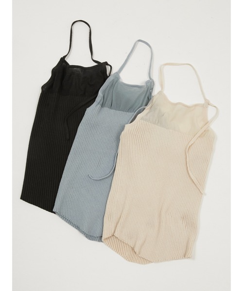 LA PEAU DE GEM(ラポドゥジェム)の「【LA PEAU DE GEM】sheer combi halter neck tops/シアーコンビホルターネックトップス(キャミソール・レディース・ブラック/アイボリー/ブルー・FREE)」の22枚目の写真