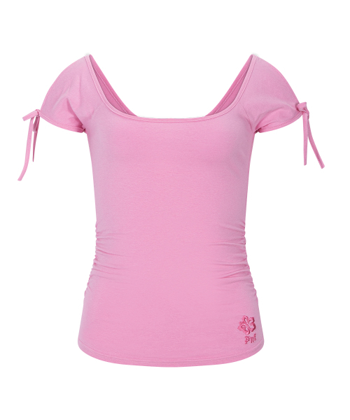 PLEASENOFOLLOW(プリーズノーフォロー)の「Vane Shirring Short Sleeve Top (Strawberry)(Tシャツ/カットソー・レディース・その他・FREE)」の1枚目の写真