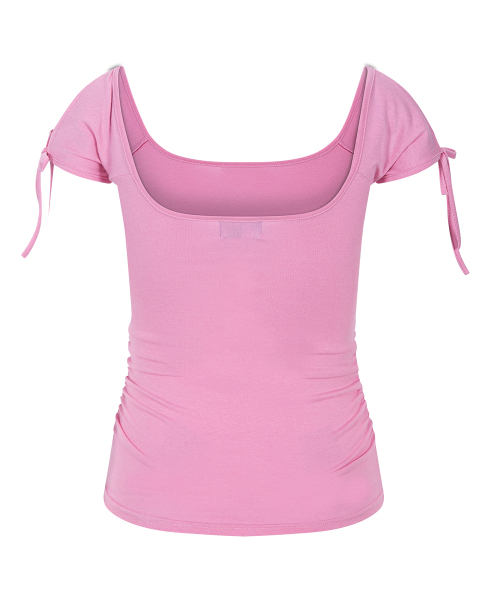 PLEASENOFOLLOW(プリーズノーフォロー)の「Vane Shirring Short Sleeve Top (Strawberry)(Tシャツ/カットソー・レディース・その他・FREE)」の3枚目の写真