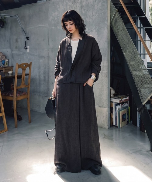 antiqua(アンティカ)の「ラップデザイン スカート風 ワイドパンツ(その他パンツ・レディース・ブラック・ONE SIZE)」の4枚目の写真