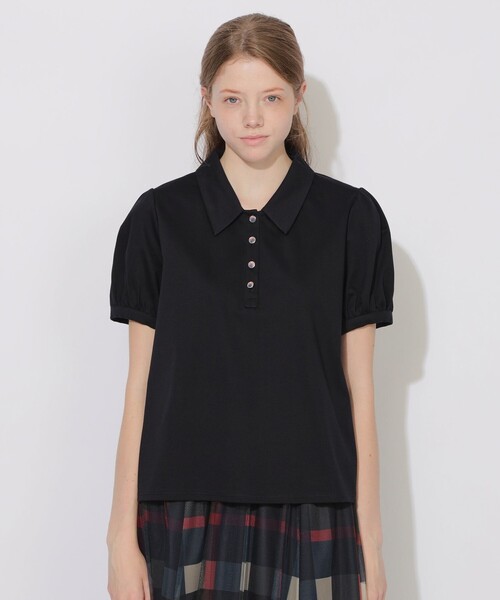 CB CRESTBRIDGE(シービークレストブリッジ)の「【Quiet checkシリーズ】ポロトップス(ポロシャツ・レディース・ダークネイビー/オフホワイト/パープル・M)」の2枚目の写真