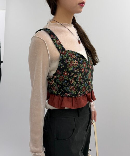 w closet(ダブルクローゼット)の「【セットアップ対応】ゴブランビスチェ(その他トップス・レディース・ベージュ/ブラック・FREE)」の11枚目の写真