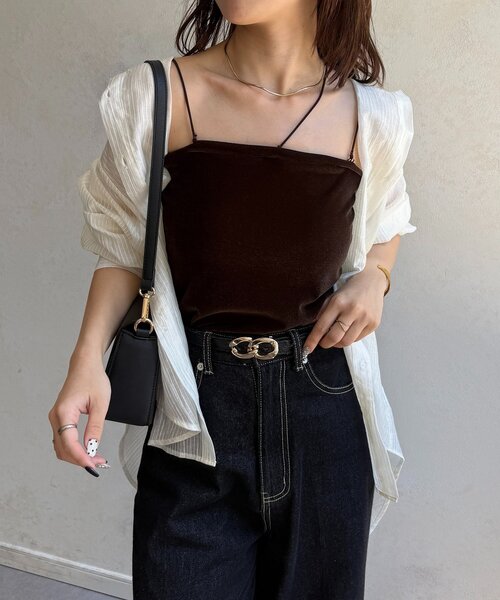 Thevon(ゼボン)の「ベロアカップ付きキャミ(キャミソール・レディース・アイボリー/ブラック/ブラウン・S/M)」の16枚目の写真