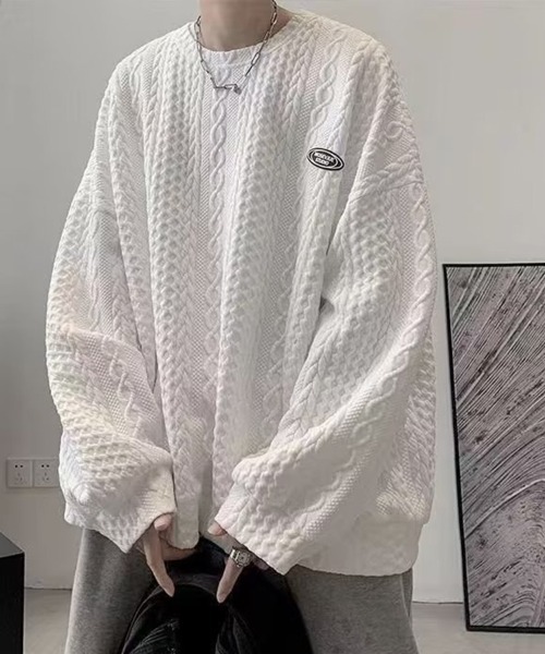 KELVIN(ケルヴァン)の「Emboss Wave Sweat エンボスウェーブスウェット(スウェット・メンズ・ホワイト/ブラック・LARGE/MEDIUM)」の2枚目の写真