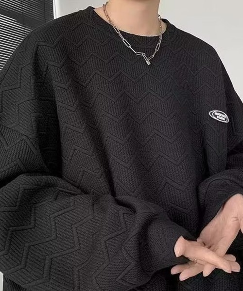 KELVIN(ケルヴァン)の「Emboss Wave Sweat エンボスウェーブスウェット(スウェット・メンズ・ホワイト/ブラック・LARGE/MEDIUM)」の5枚目の写真