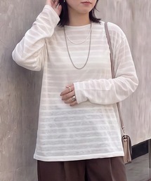 シアーボーダーリラックス長袖Tシャツ