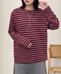シアーボーダーリラックス長袖Tシャツ