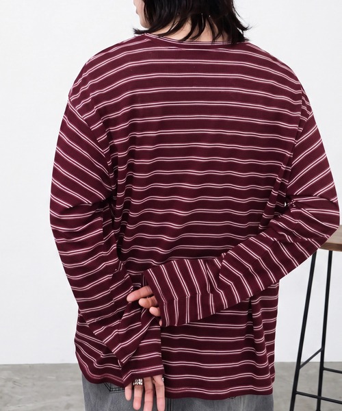 SELECT LEVERY(セレクトリベリー)の「シアーボーダーリラックス長袖Tシャツ(Tシャツ/カットソー・レディース・ブラック/オフホワイト/ボルドー・FREE)」の17枚目の写真