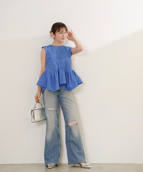 Liala×PG(リアラバイピージー)の「コットンレース プチ袖 ペプラム ブラウス Liala×PG(シャツ/ブラウス・レディース・ホワイト/ブラック・S/M)」の19枚目の写真